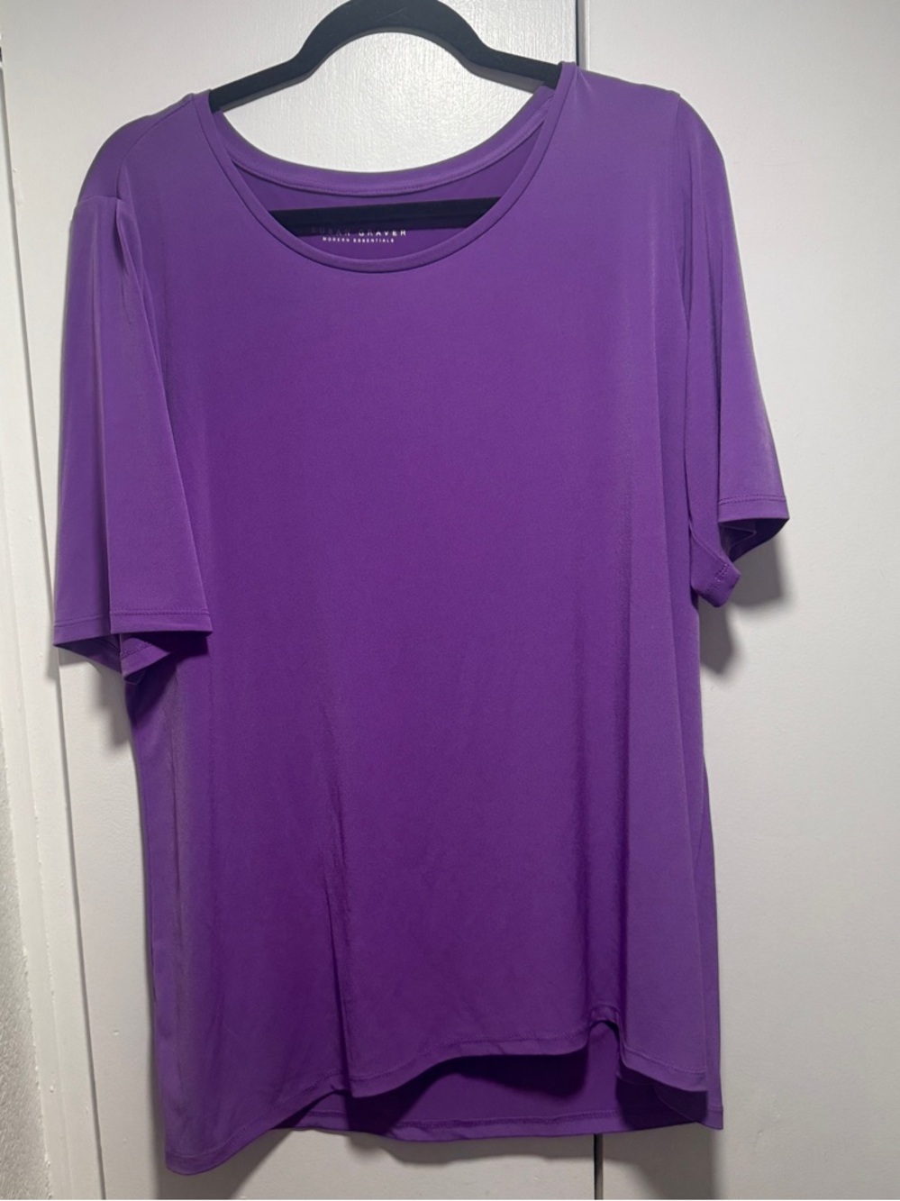Susan Graver Purple Short Sleeve Crew Neck Top